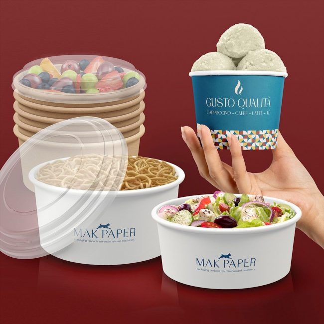 makpaper, paper bowls for salad and ice cream